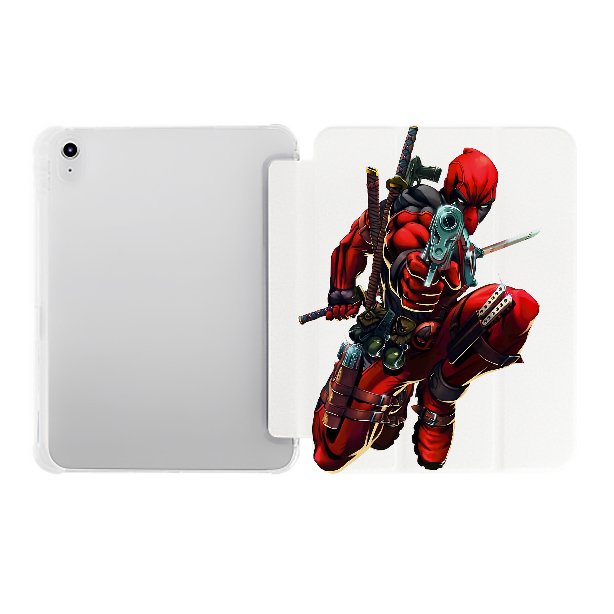 （画像用） Deadpool デッドプール IPad ケース ペン収納付き 三つ折りスタンド PUレザー×シリコン 対応機種9.5/10.5/10.9インチ